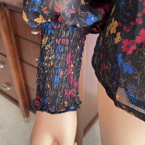 NWT LAUNDRY BY SHELLI SEGAL BLACK DITSY TOP - Picture 4 of 8